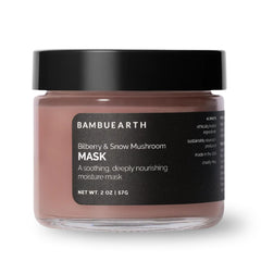 BAMBU EARTH Bilberry and Snow Mushroom Mask packaging highlights premium natural skincare.