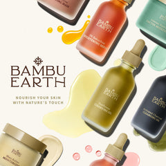 BAMBU EARTH 4 oz bottle on bathroom shelf ready for daily use.