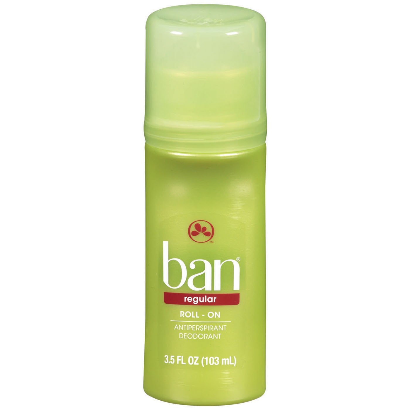 Ban Deodorant roll-on bottle offering all-day odor protection with a light floral scent.