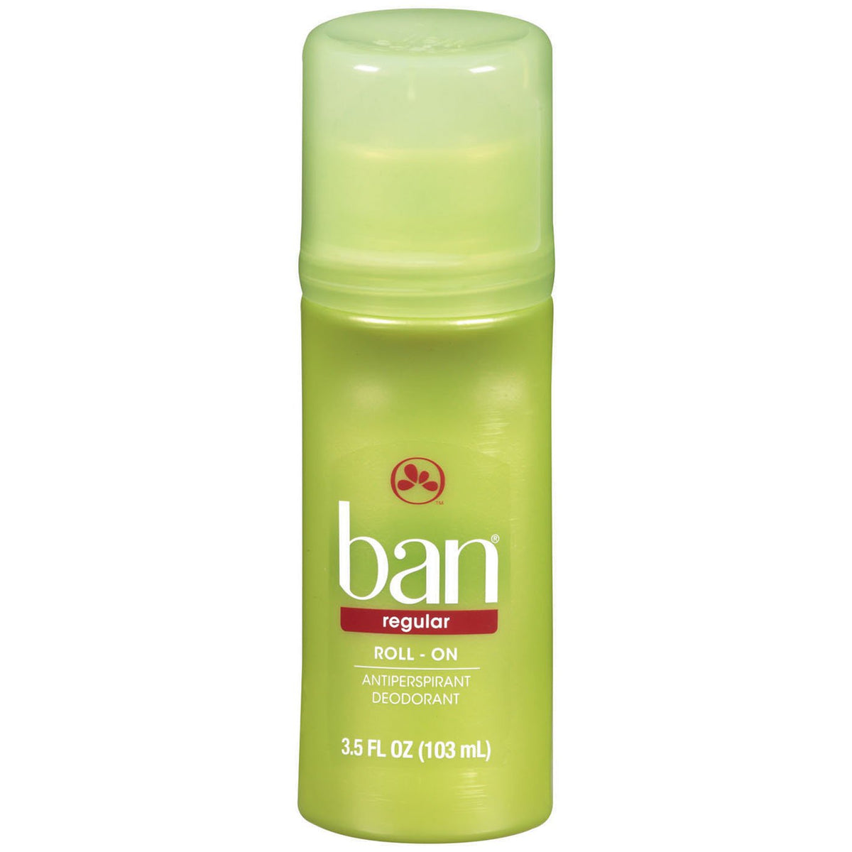 Ban Deodorant roll-on bottle offering all-day odor protection with a light floral scent.