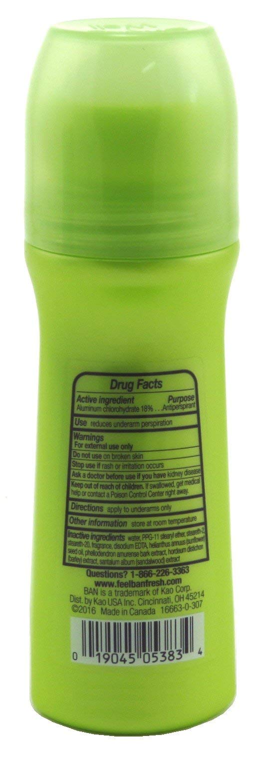Ban Deodorant Roll-On Powder Fresh application helping control odor and comfort.