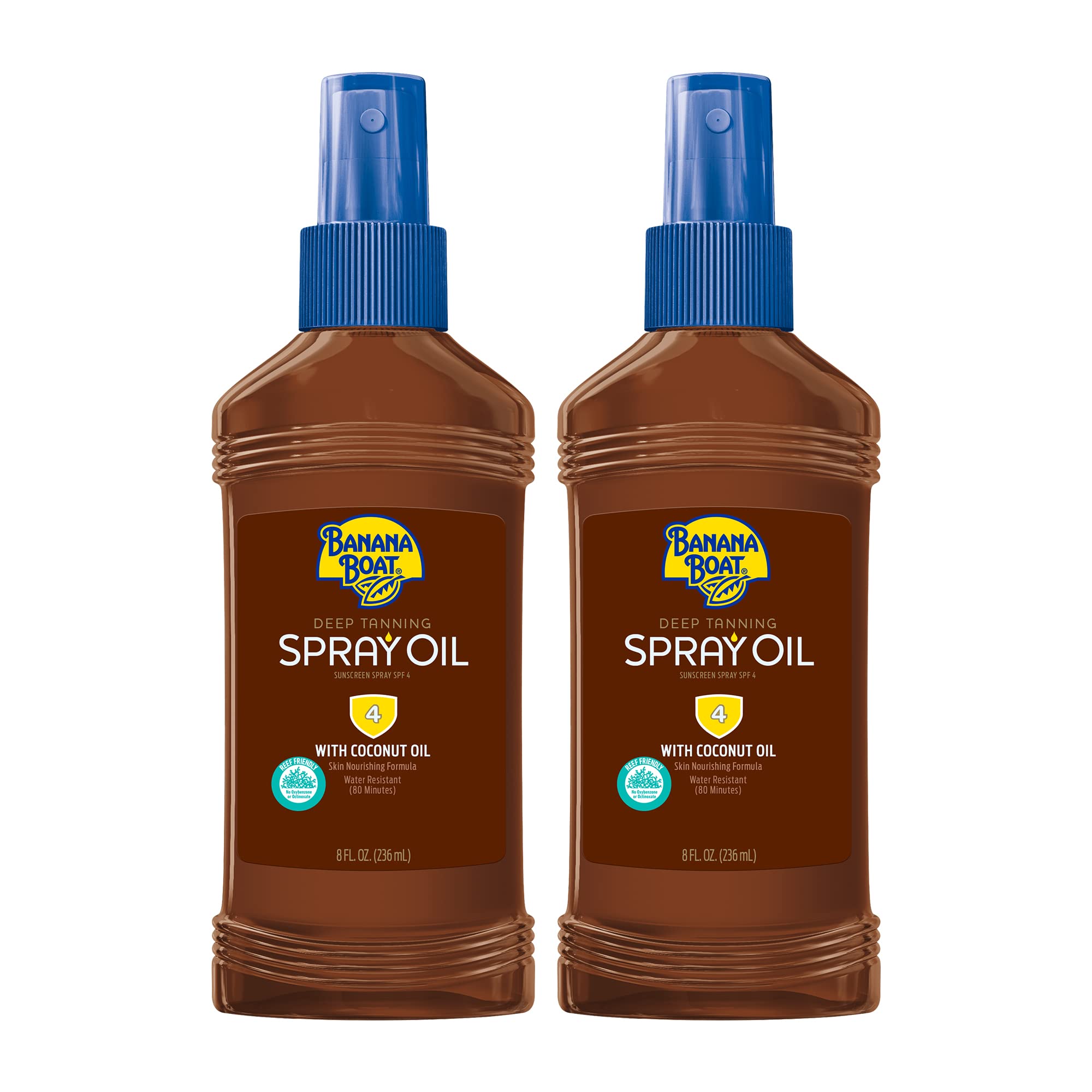 Banana Boat Deep Tanning Spray Oil SPF 4 on a sunny beach for easy sun care.