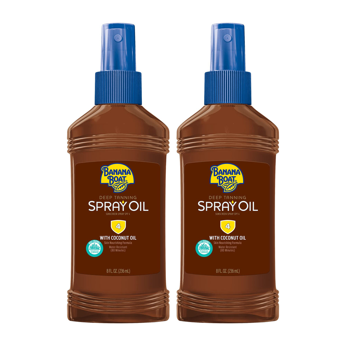 Banana Boat Deep Tanning Spray Oil SPF 4 on a sunny beach for easy sun care.