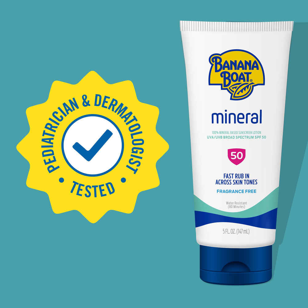 Banana Boat Mineral SPF 50 lotion blends into skin with minimal whitening