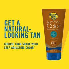 Banana Boat Summer Color self-tanning lotion in hand for a smooth, natural-looking application