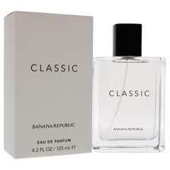 Banana Republic Classic packaging box highlighting timeless, unisex citrus scent.