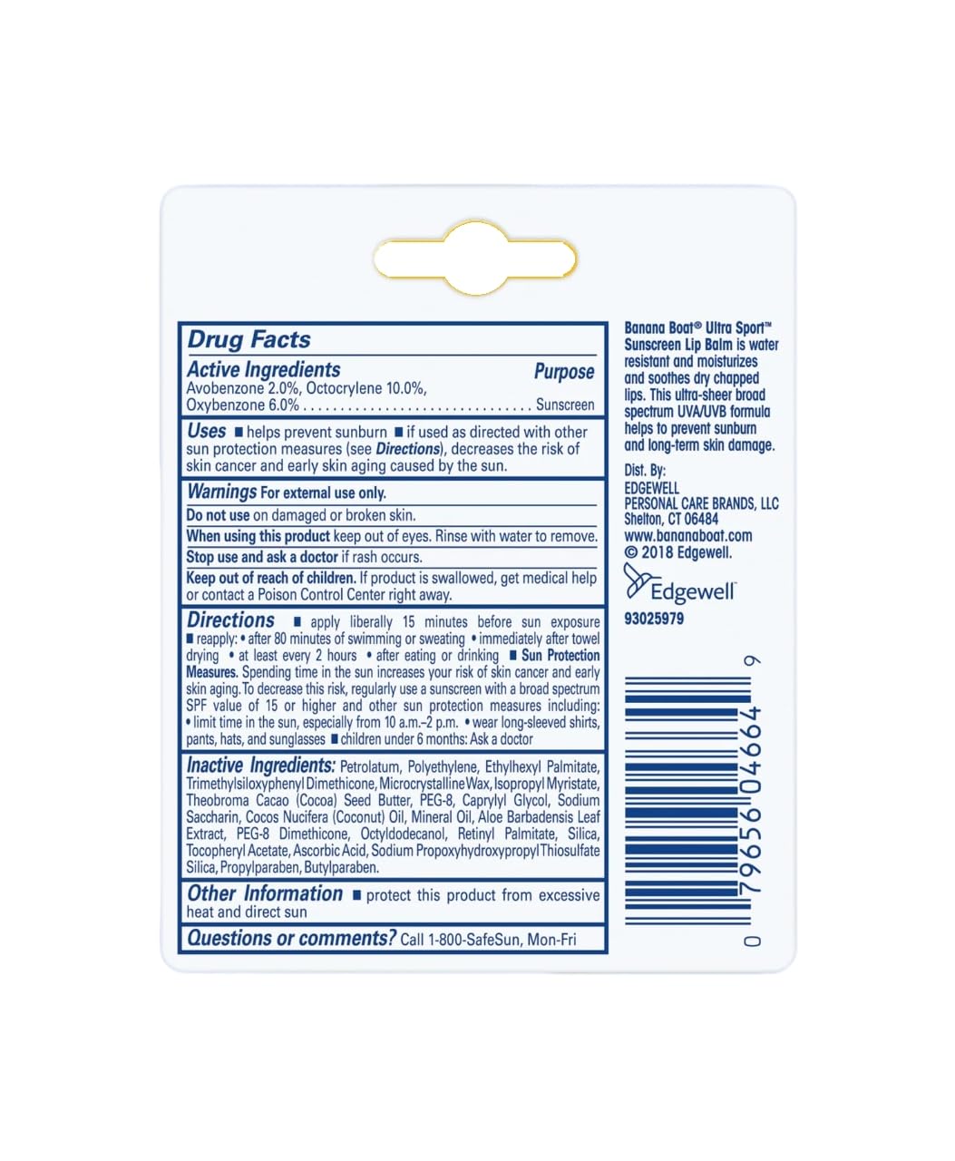 Banana Boat SPF 50 lip balm 0.15 oz seven-pack, ideal for on-the-go workouts.