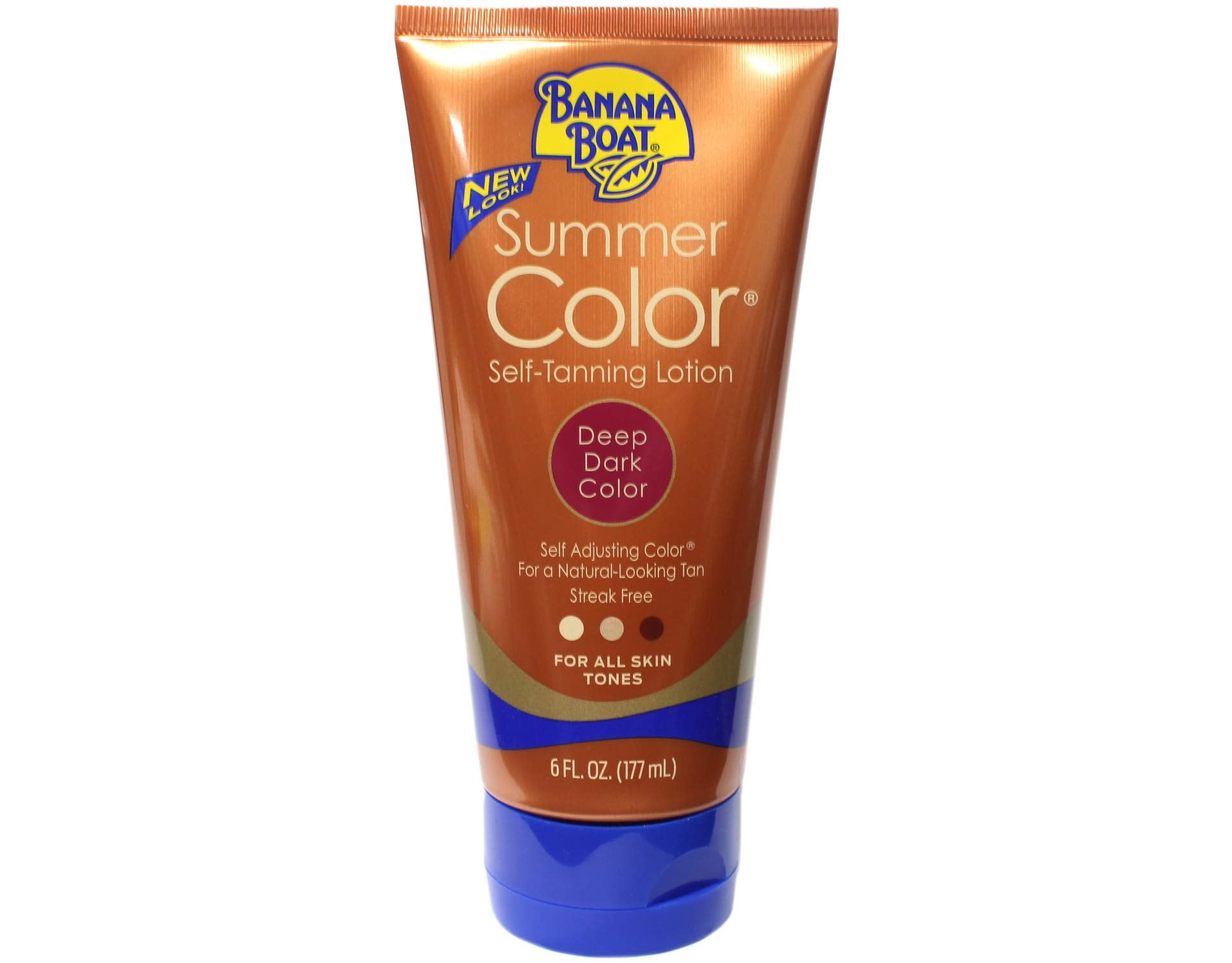 Banana Boat Summer Color self-tanner-application-swatch shows deep-dark color