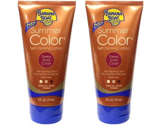 Banana Boat Summer Color two-tubes-pack showing oil-free formula with Aloe Vera and Vitamin E