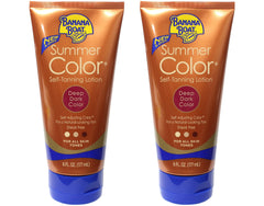 Banana Boat Summer Color two-tubes-pack showing oil-free formula with Aloe Vera and Vitamin E