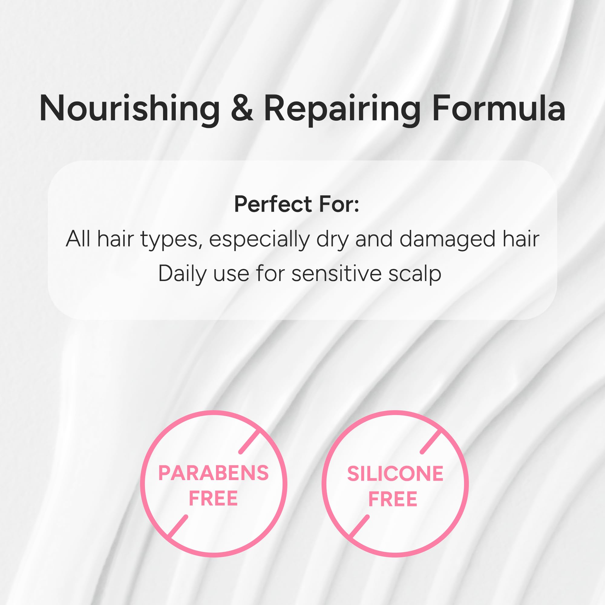 Shampoo texture and lather highlight gentle cleansing.