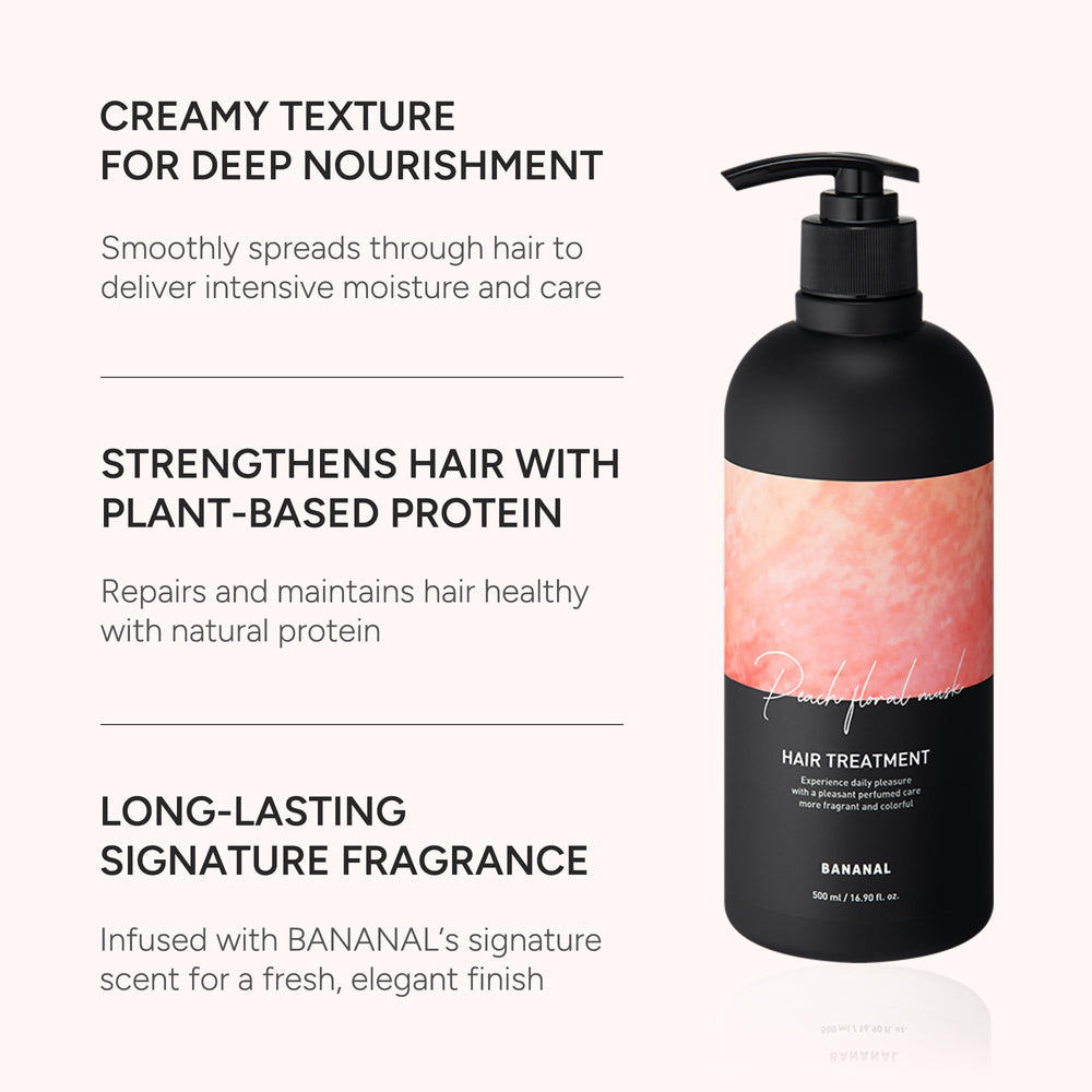 Bananal Korean Hair Treatment Conditioner ingredients highlight keratin and marine collagen for stronger strands.