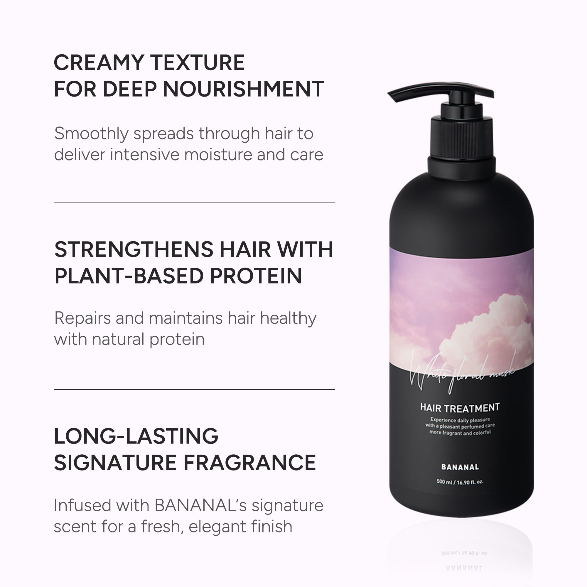 BANANAL Korean Hair Treatment container spread shows creamy texture and deep conditioning benefits