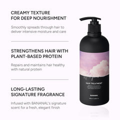 BANANAL Korean Hair Treatment container spread shows creamy texture and deep conditioning benefits