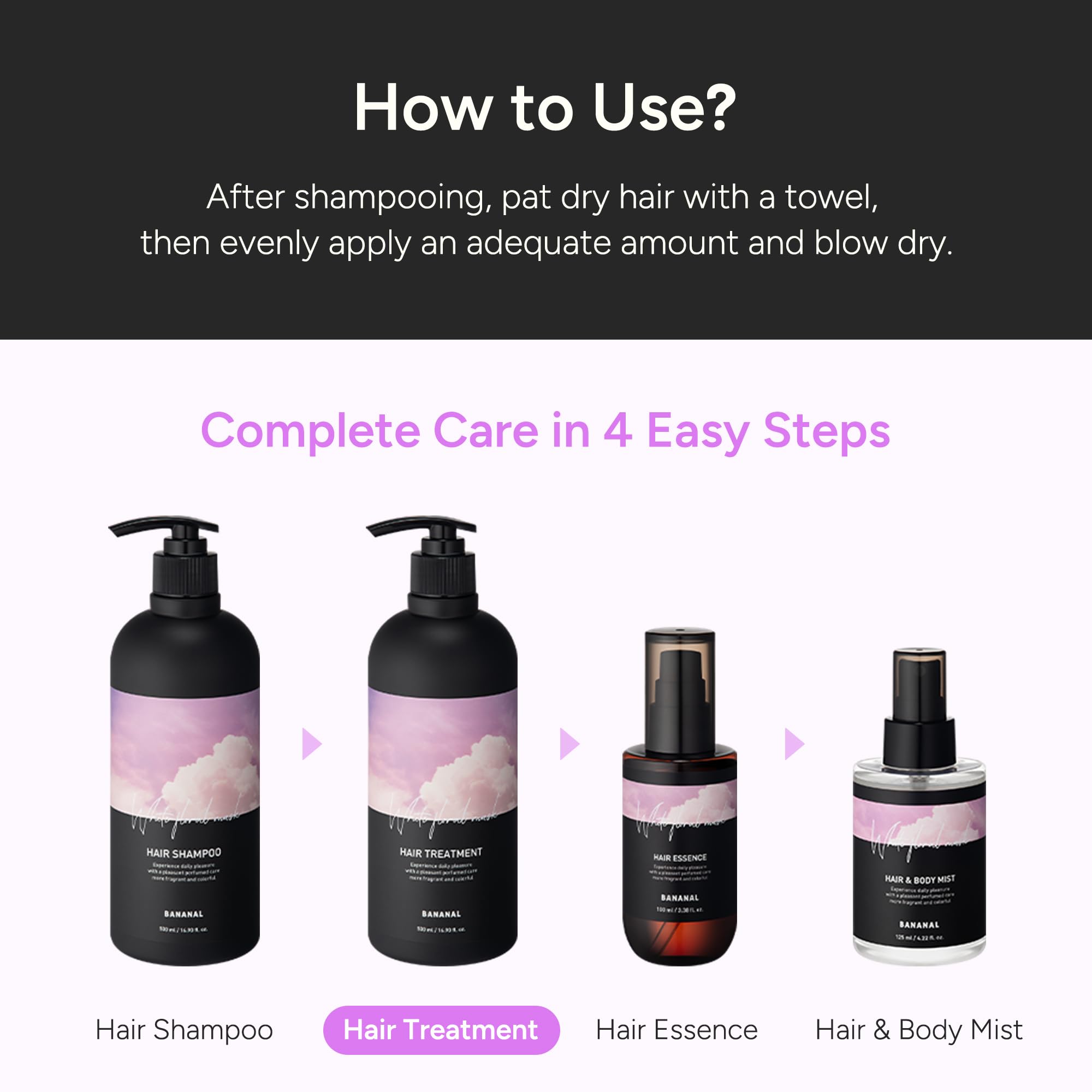 BANANAL Korean Hair Treatment finish close-up reveals subtle shine and lightweight softness