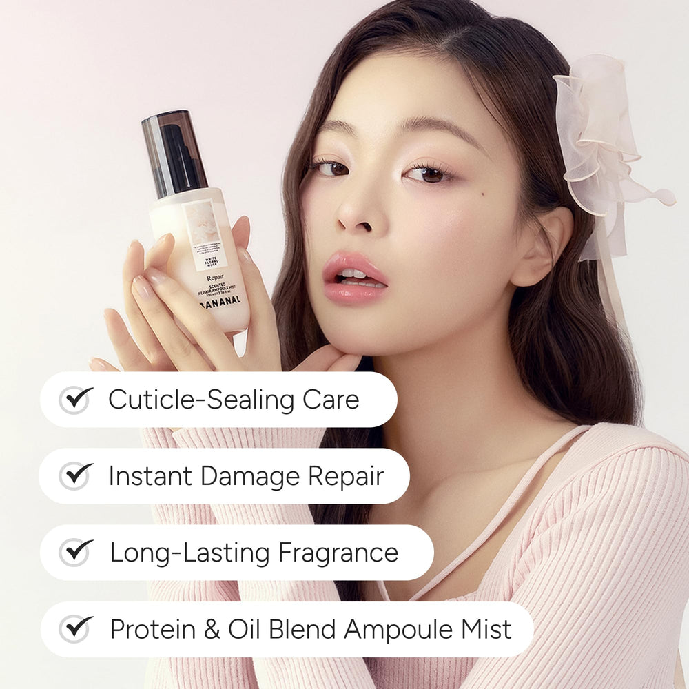 BANANAL Serum Mist dispenser demonstrating easy application for frizz control