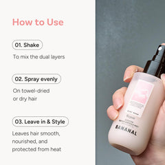 Silk-protein concentrate in BANANAL serum mist for strengthened hair
