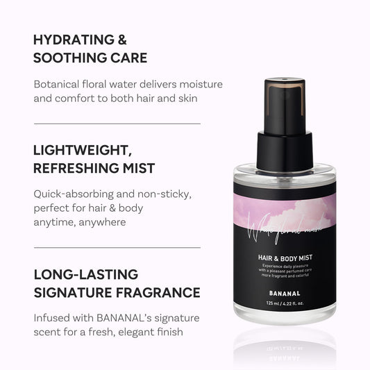 BANANAL Perfumed Hair Mist spray action delivering a quick refresh
