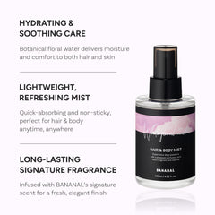 BANANAL Perfumed Hair Mist spray action delivering a quick refresh