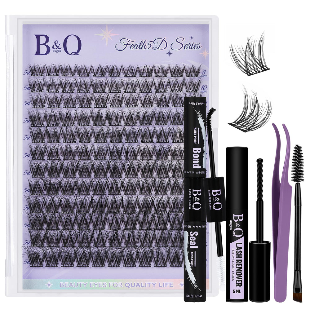 B&Qaugen Feath5D fluffy lash clusters for a wispy, voluminous look.