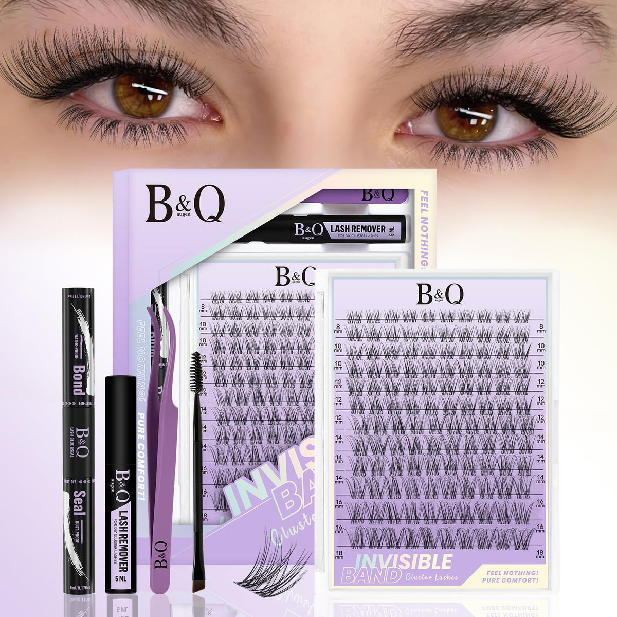 B&Qaugen Flora lash clusters kit close-up for natural daily lash enhancement.