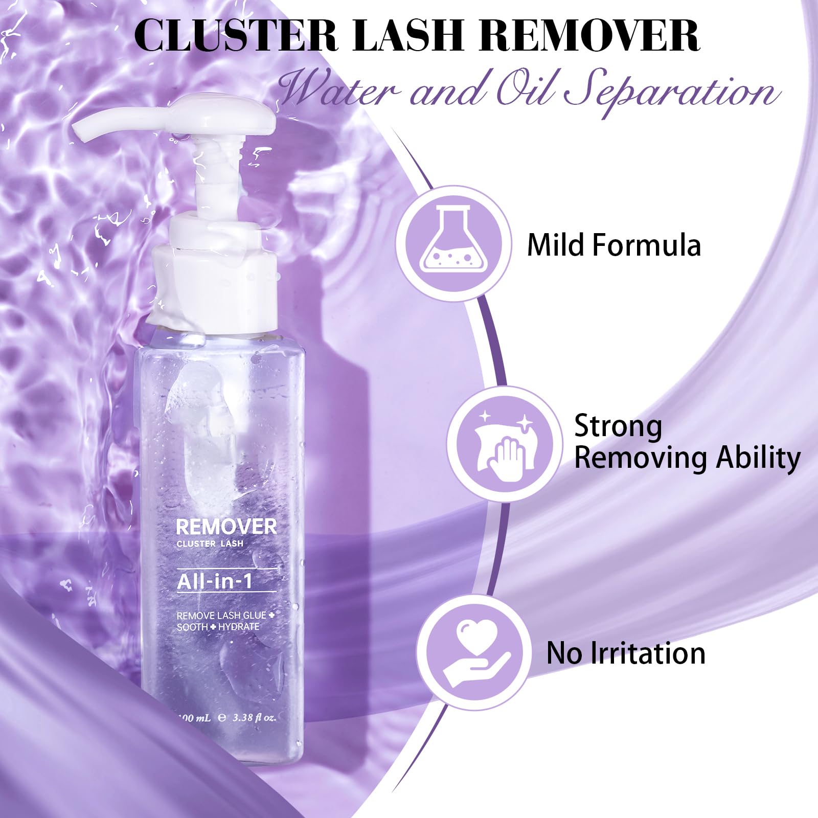 Closeup of B&Qaugen Lash Remover bottle showing convenient pump