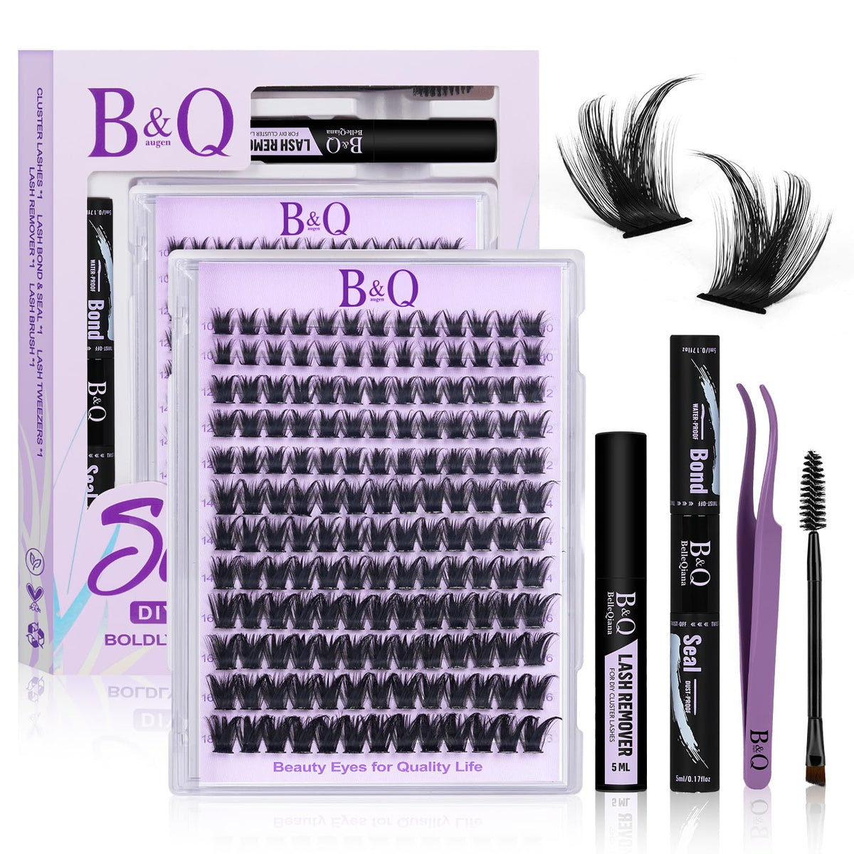 BandQaugen Manga Lash Clusters Kit SalonSpike 04 packaging shows beginner friendly, portable salon grade results