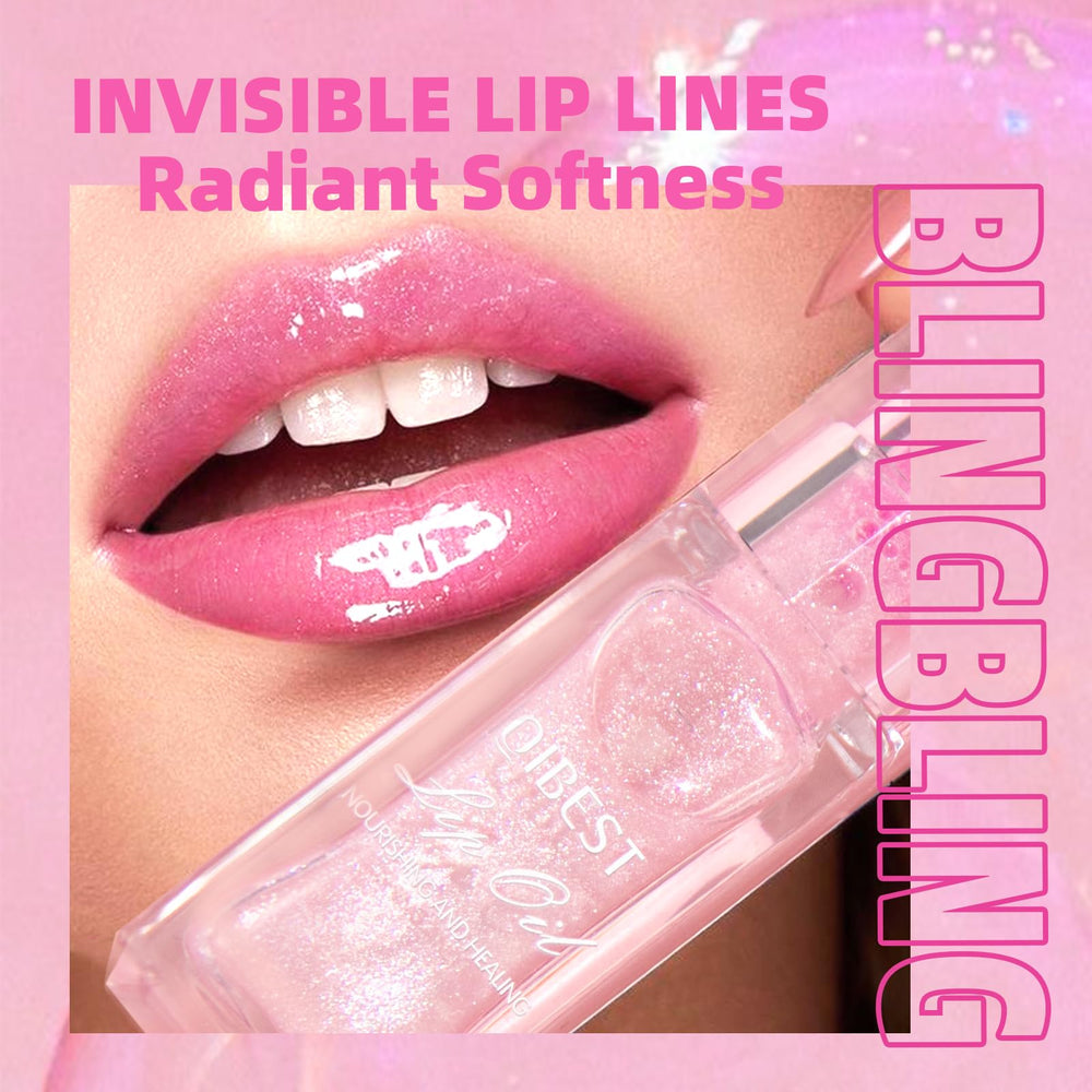 Bangfeng lip oil with glimmer particles catching light
