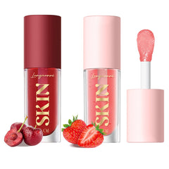 Bangfeng hydrating lip glow oil strawberry bottle delivers radiant color and moisture.