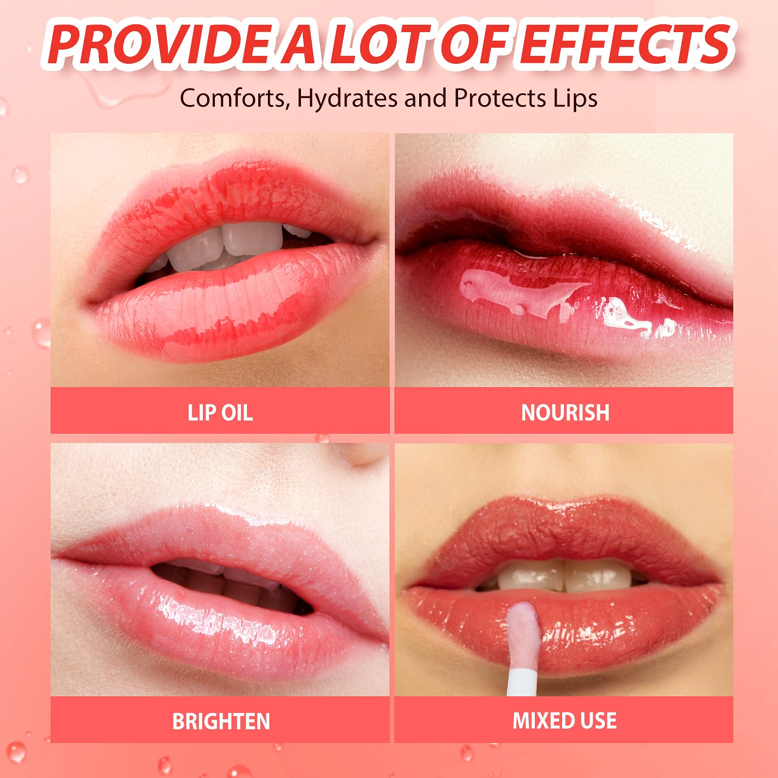 Bangfeng lip oil features jojoba oil for lasting moisture.