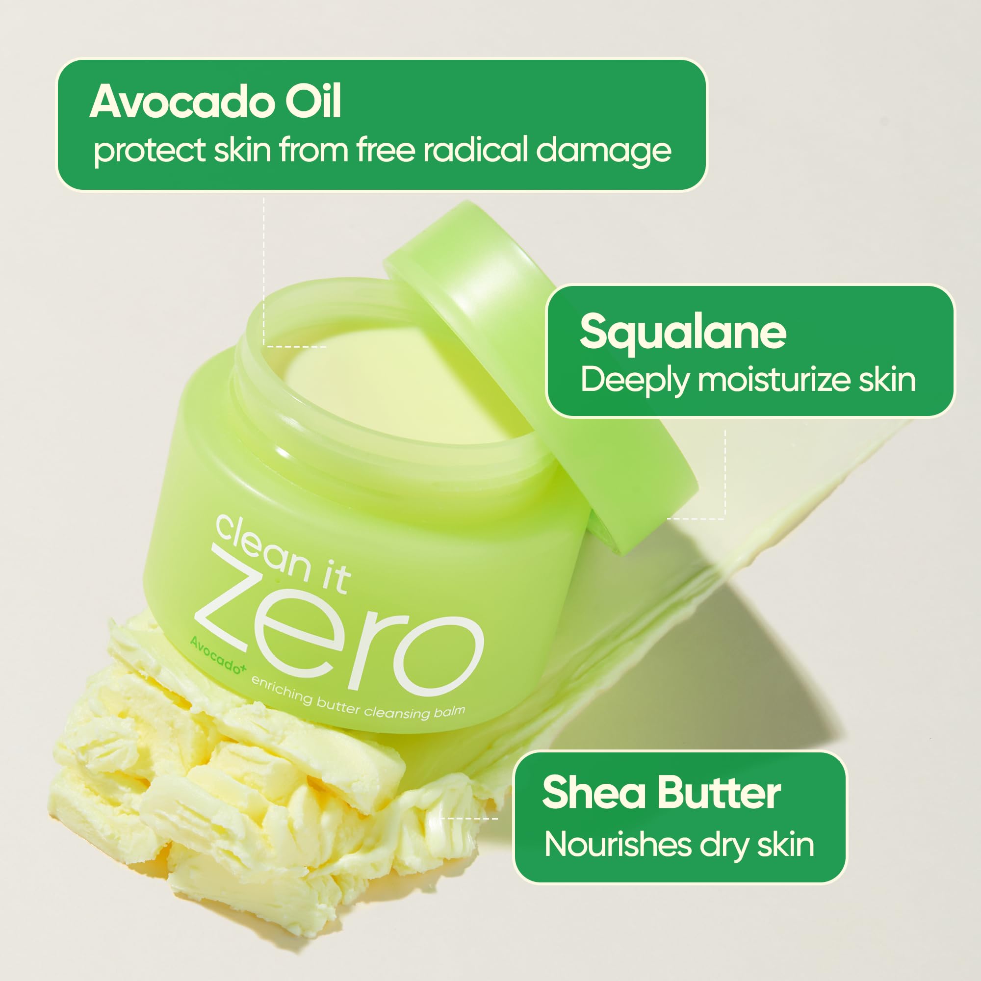 BANILA CO Avocado-Oil and Shea Butter nourish dry skin.