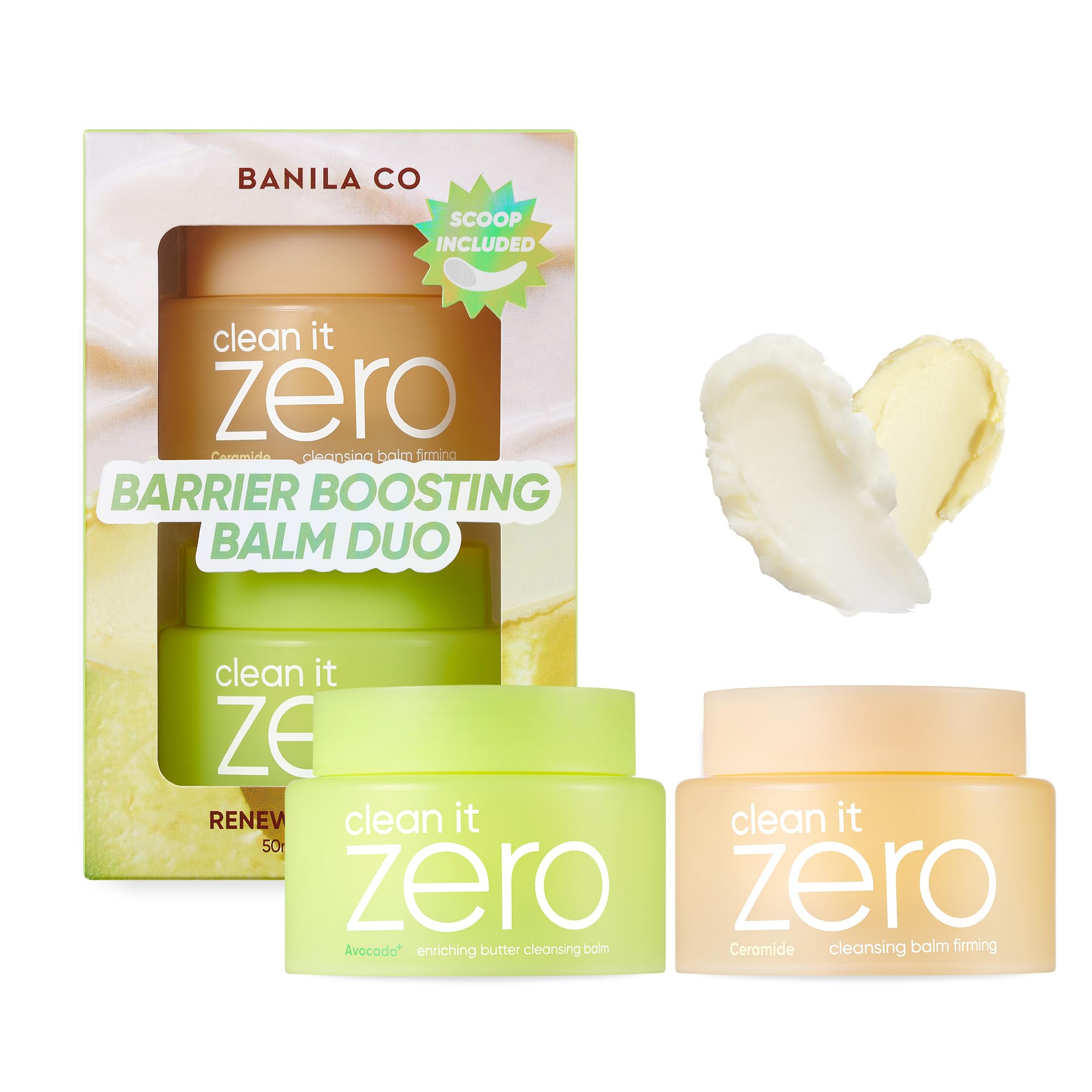 BANILA CO Clean it Zero Barrier Boosting Balm Duo packaging on display for dry skin care
