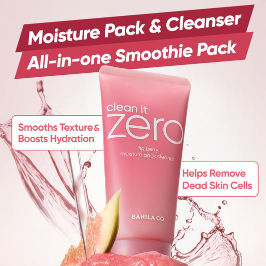 BANILA CO Clean It Zero Fig Berry Moisture Wash creamy texture transforms into light foam for refreshed cleansing.