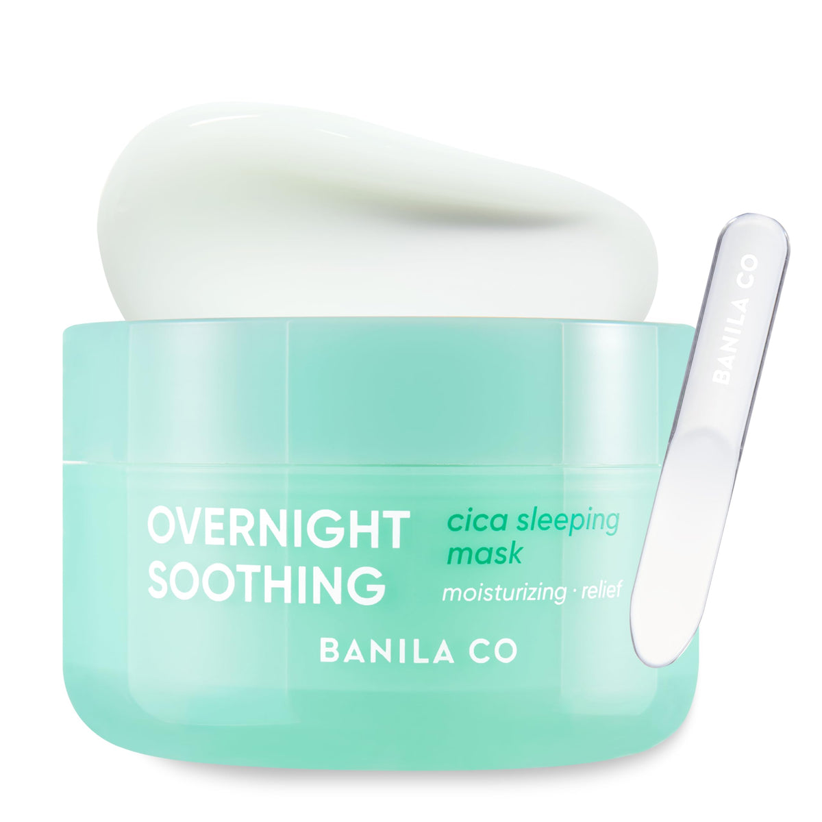 Banila Co Overnight Soothing Cica Mask bottle highlights calming hydration for night use