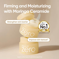 Close-up of sherbet-like texture of BANILA CO balm for gentle cleansing