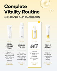 Bano Alpha Arbutin Glow Serum packaging highlights fragrance-free care.