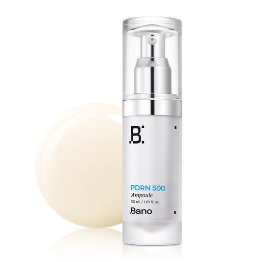 Bano PDRN 500 ampoule bottle close-up highlighting hydration for sensitive skin
