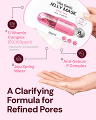 Bano Vita Genic Jelly Mask featuring 11 vitamins for glow and vitality.