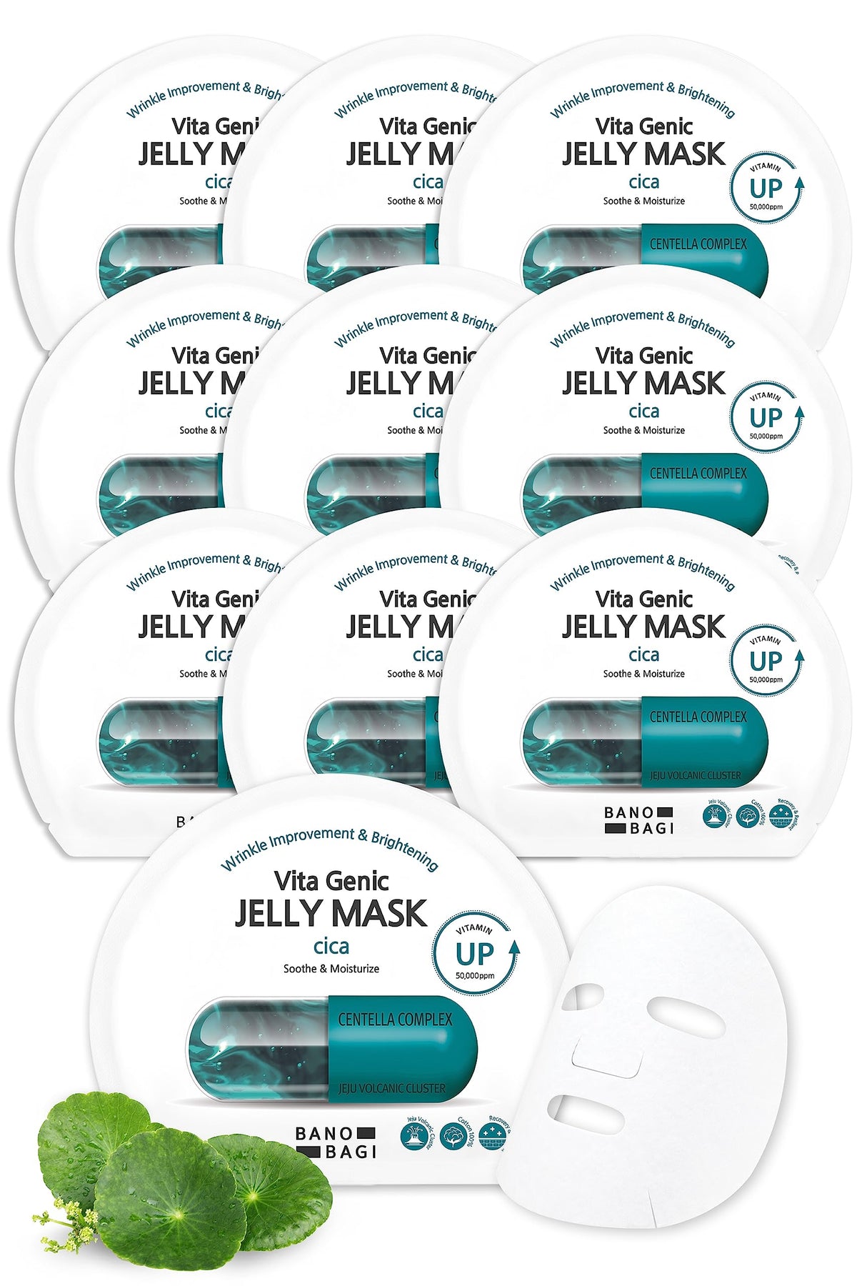 BANOBAGI Vita Genic Jelly Cica mask texture close-up highlighting hydrating jelly essence