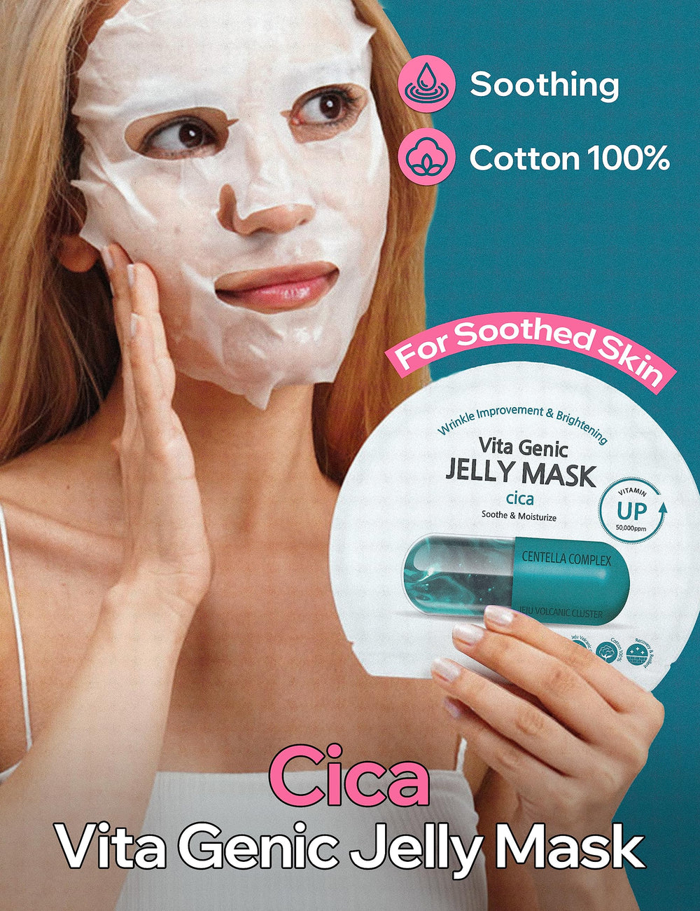 BANOBAGI Vita Genic Jelly Cica mask unfolded sheet ready for application