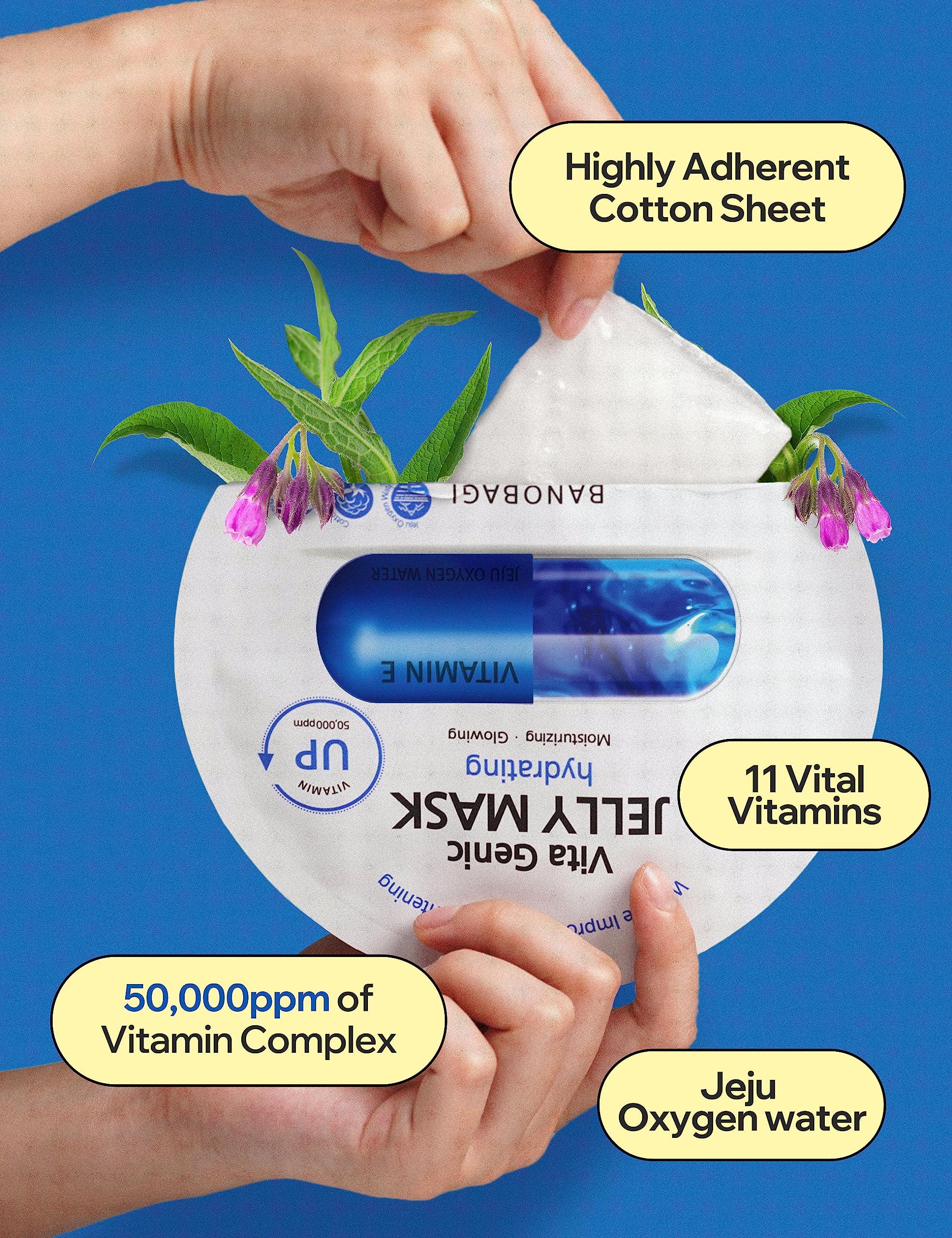 BANOBAGI Vita Genic vitamin complex particles captured for brightening support.