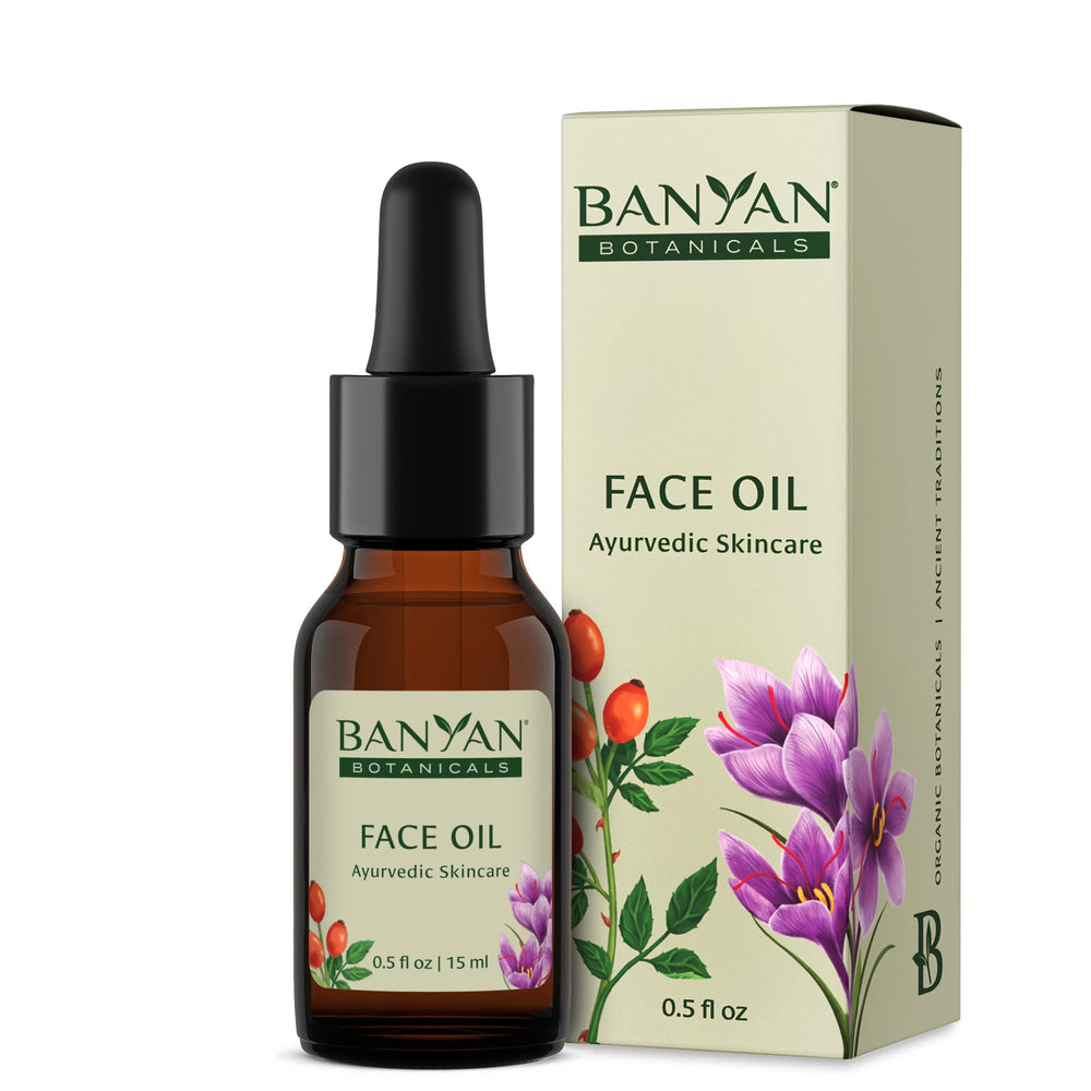 Banyan Botanicals Face Oil bottle ready for nourishing daily routine.