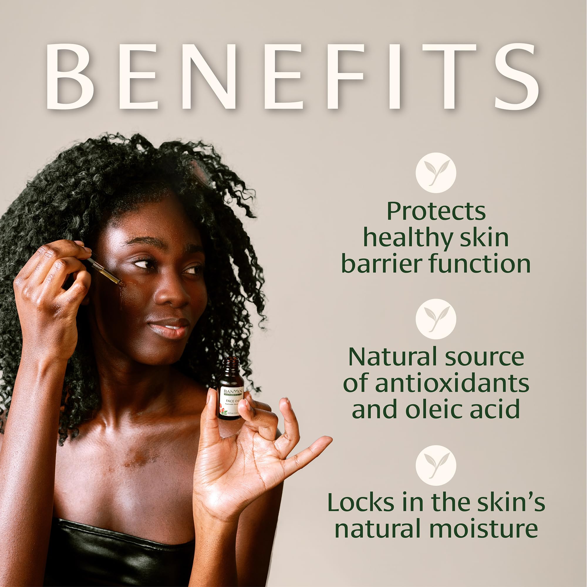 Banyan Botanicals face oil texture swatch shows lightweight finish.