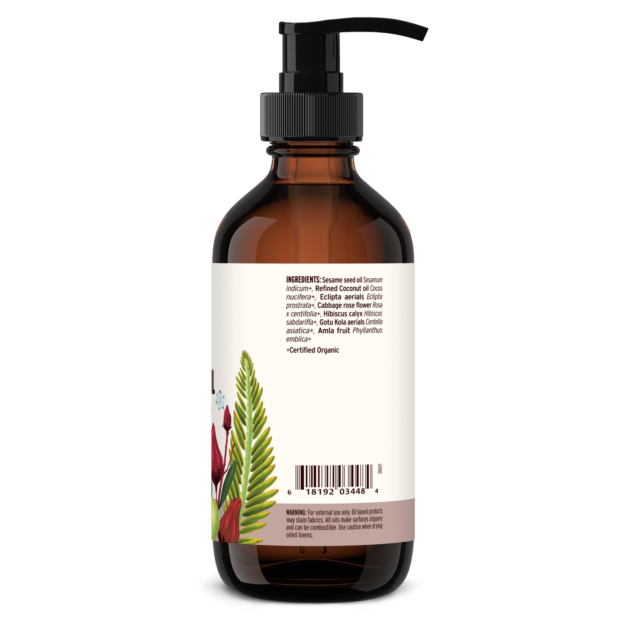 Banyan Botanicals Organic Hair Oil bottle pouring suggests a soothing daily ritual.