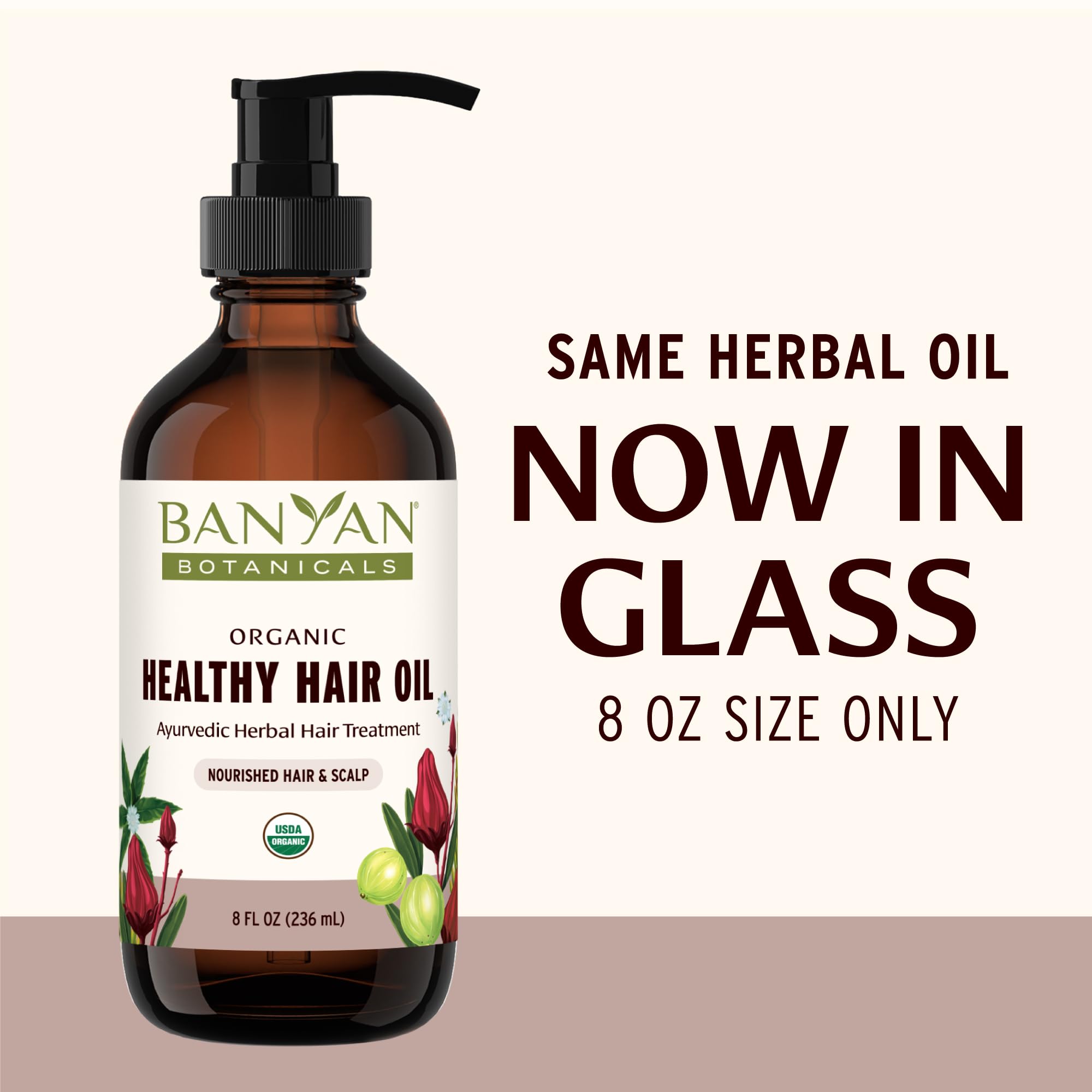 Banyan Botanicals Organic Hair Oil product shot conveys trusted sustainably sourced care.