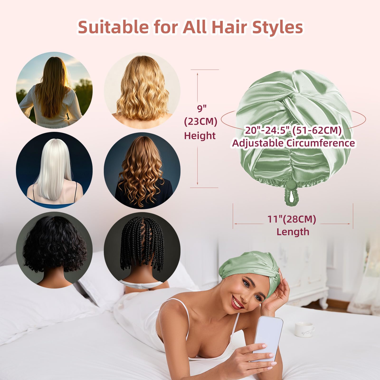 Baqzqudnl bonnet for braids and long hair during daily activities.