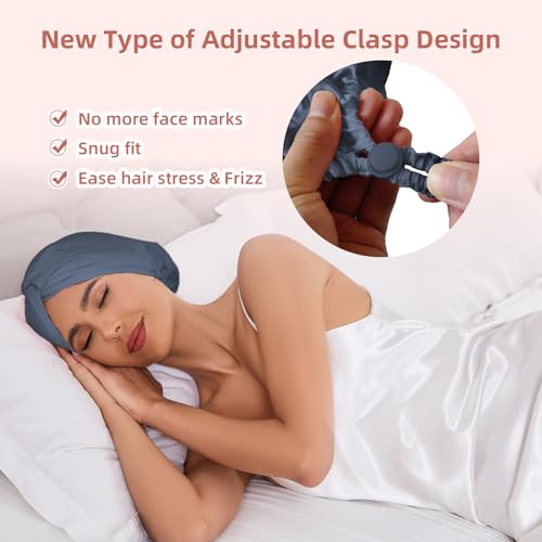 Baqzqudnl double-layer satin bonnet protects hair and extends hairstyle overnight.