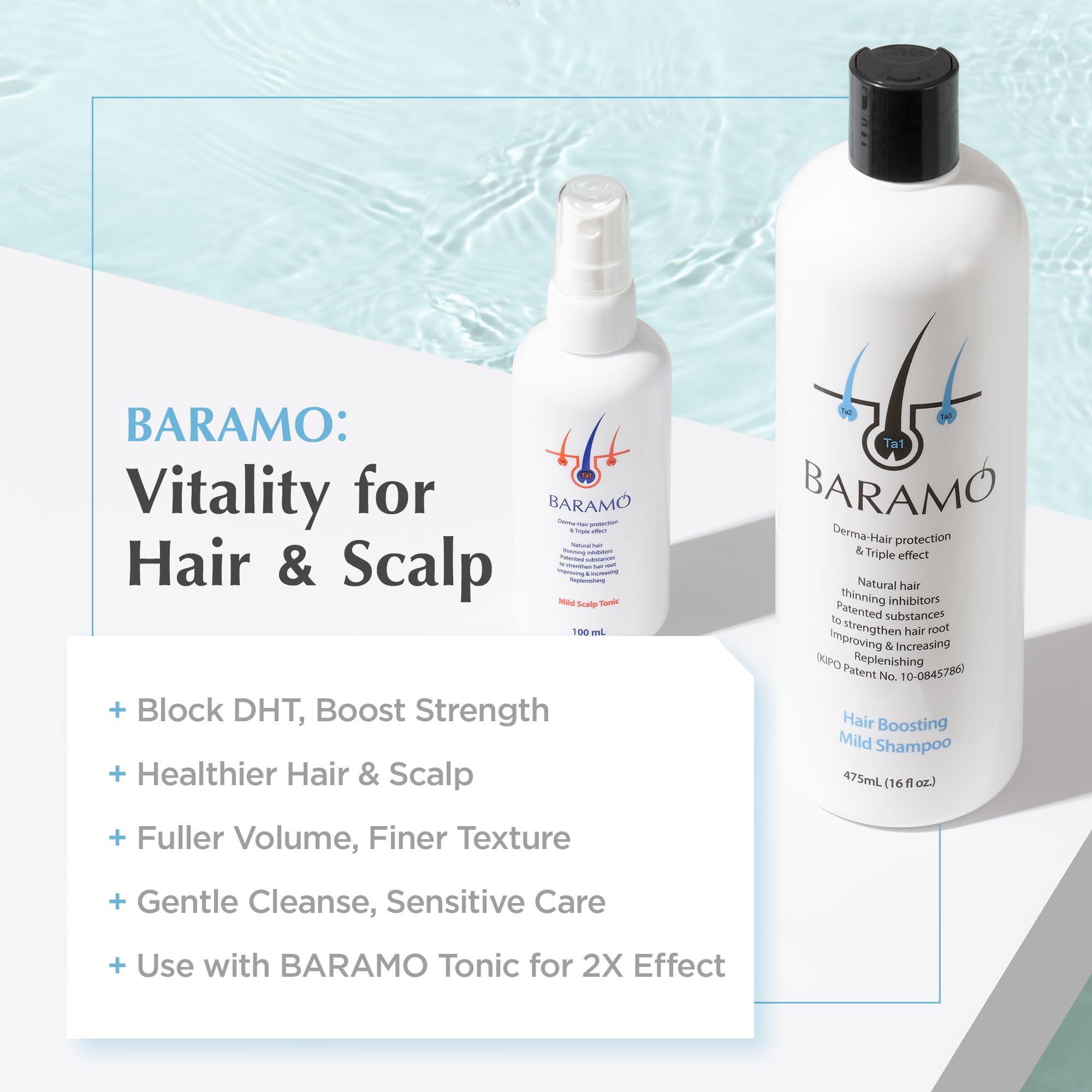 BARAMO Shower-use application shows easy daily scalp care routine