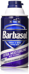 Barbasol Extra Moisturizing Vitamin E shaving cream tube for a smooth, hydrated shave.