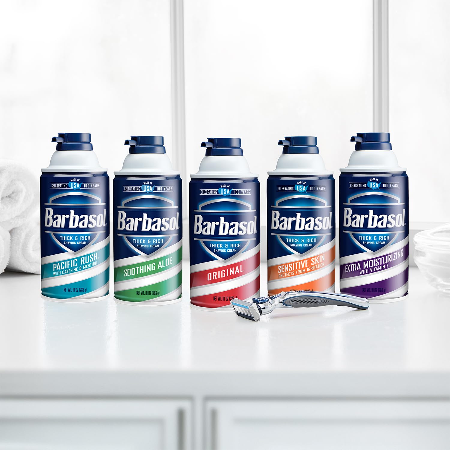 Barbasol premium foam close-up showing rich texture